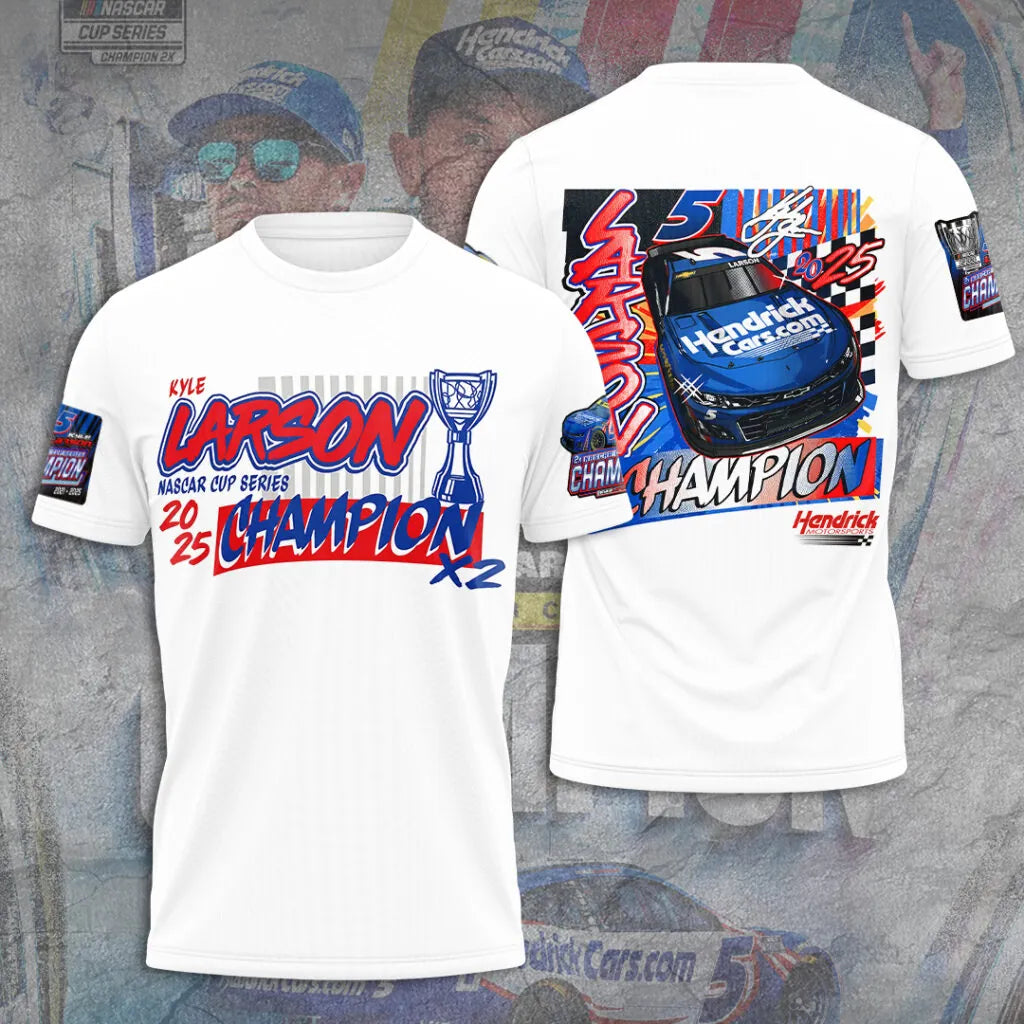 Kyle Larson 2025 NASCAR Cup Series Champion 3D Combo T-Shirt