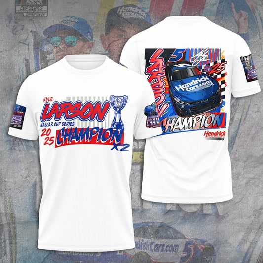 Kyle Larson 2025 NASCAR Cup Series Champion 3D Combo T-Shirt