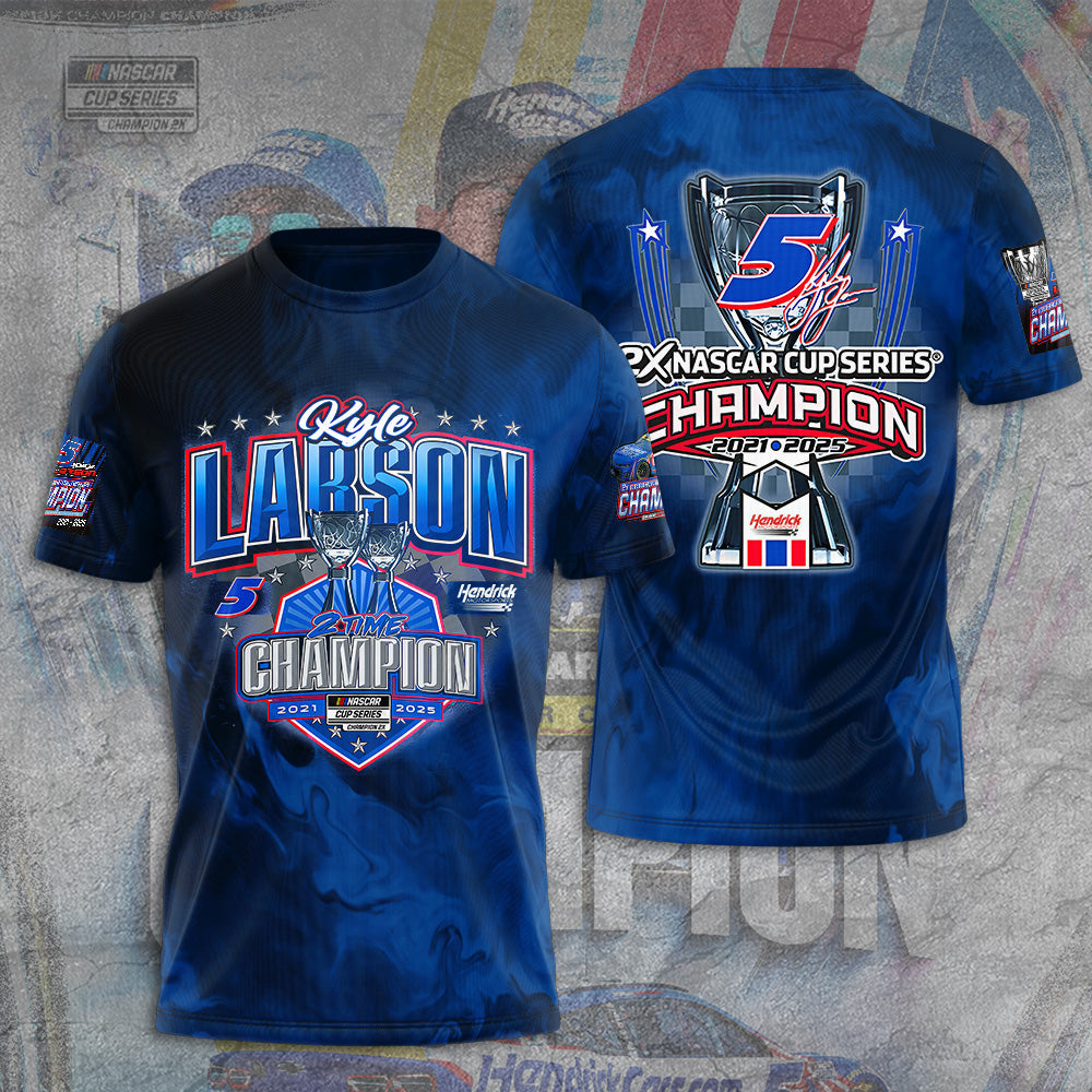 Kyle Larson 2025 NASCAR Cup Series Champion 3D Combo T-Shirt