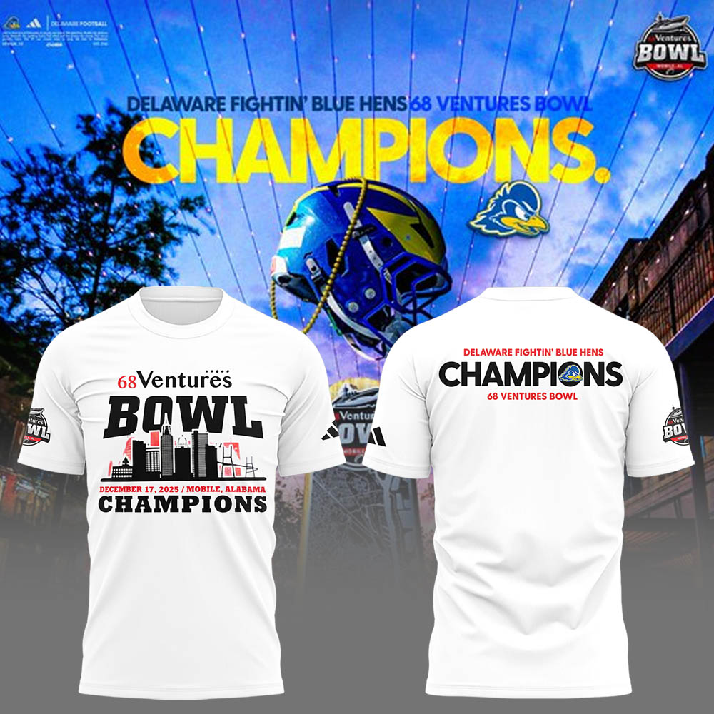 Delaware Fightin’ Blue Hens 2025 68 Ventures Bowl Champions Combo T-shirt