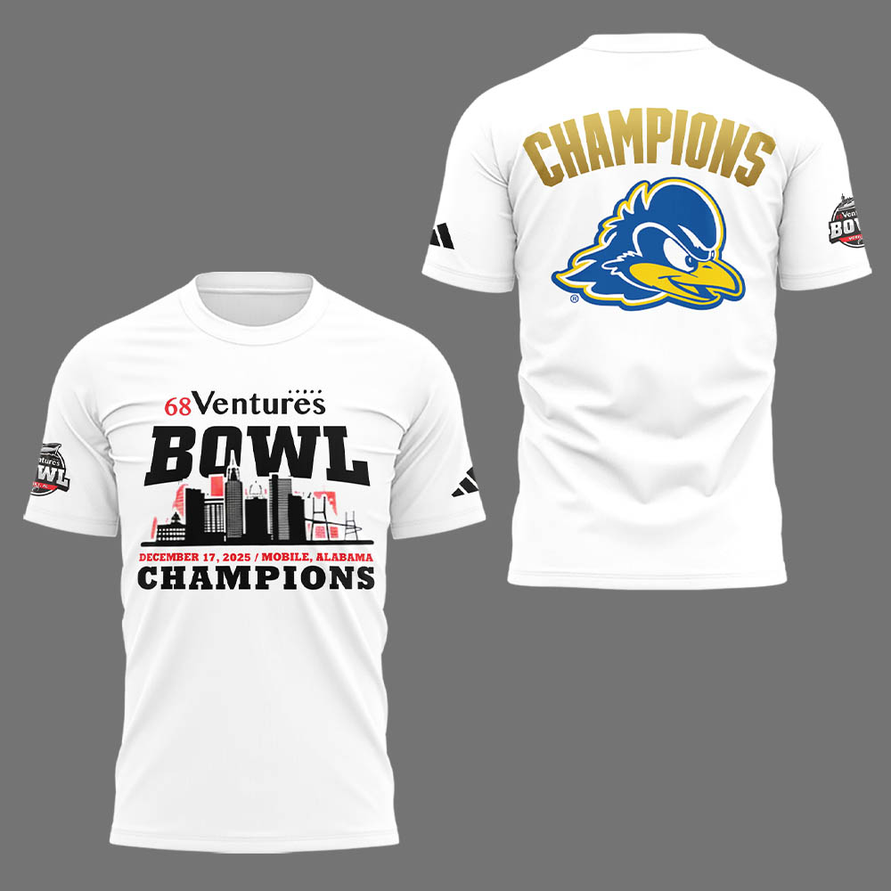 Delaware Fightin’ Blue Hens 2025 68 Ventures Bowl Champions Combo T-shirt