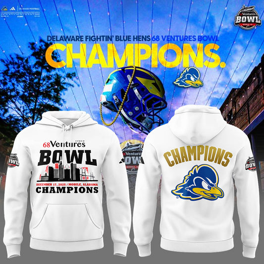 Delaware Fightin’ Blue Hens 2025 68 Ventures Bowl Champions Combo Hoodie