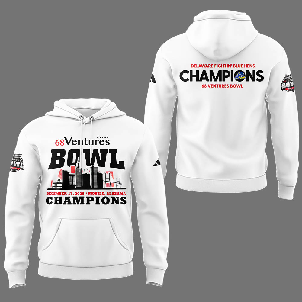 Delaware Fightin’ Blue Hens 2025 68 Ventures Bowl Champions Combo Hoodie
