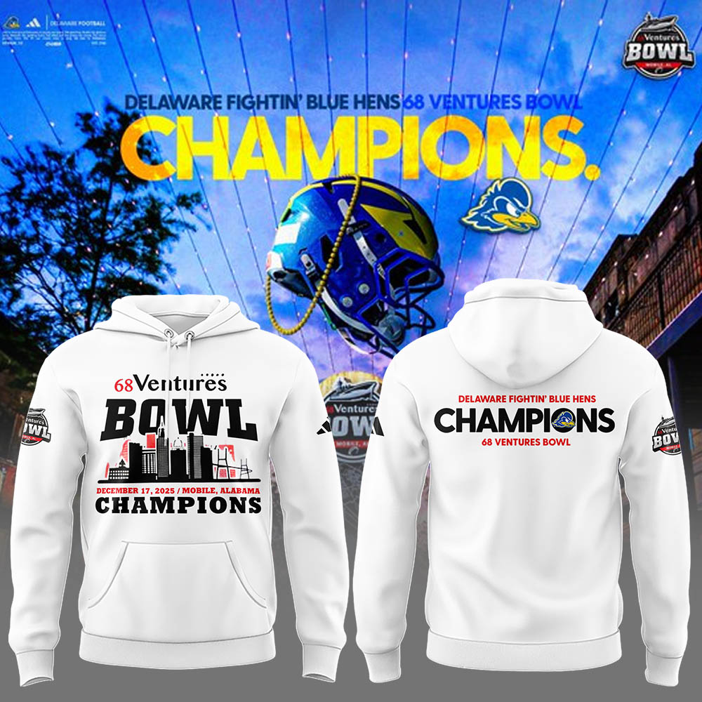 Delaware Fightin’ Blue Hens 2025 68 Ventures Bowl Champions Combo Hoodie