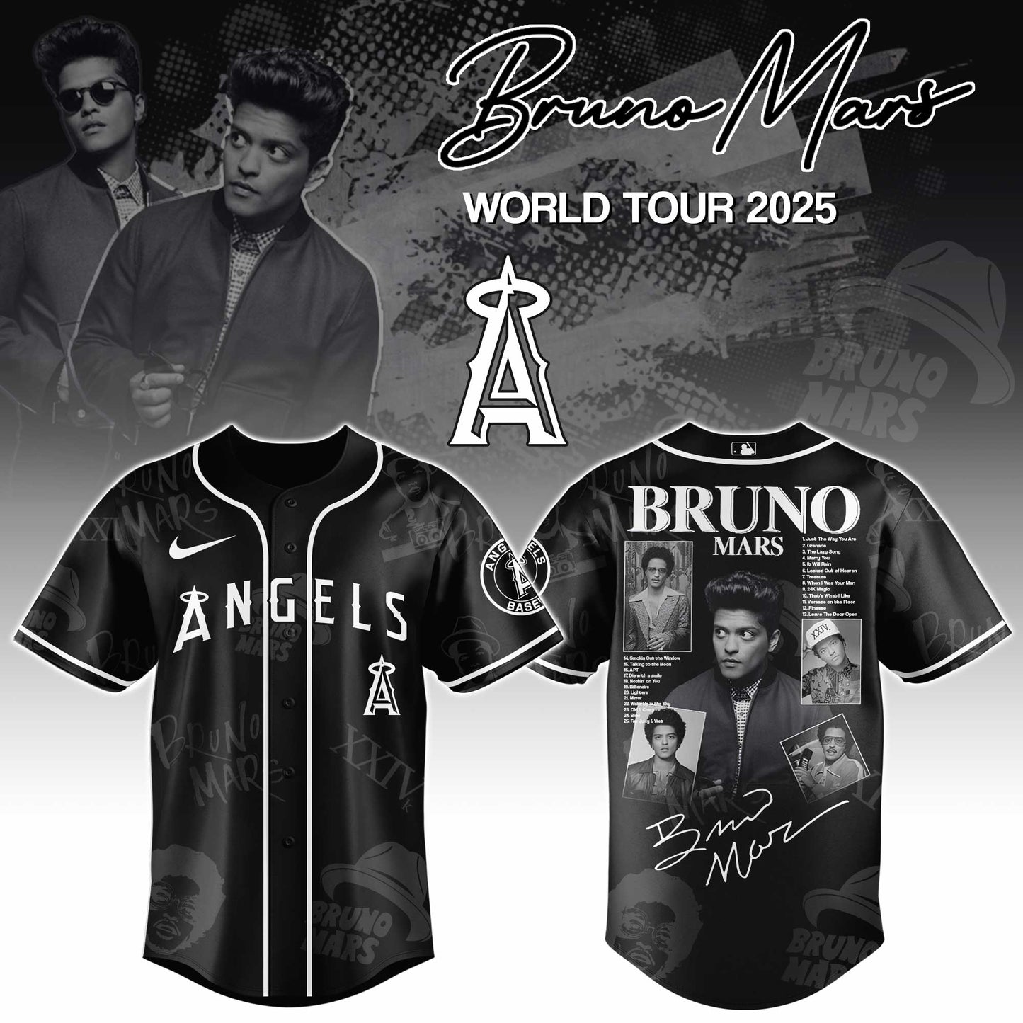 L A Angels x Bruno Mars at Park MGM 2025 Jersey Editions Limited +Selling Out Fast