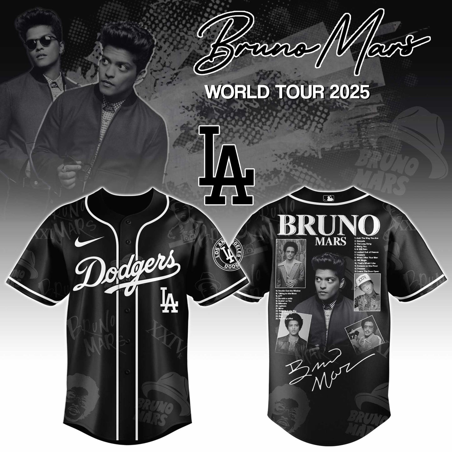 L A Dodgers x Bruno Mars at Park MGM 2025 Jersey Editions Limited +Selling Out Fast