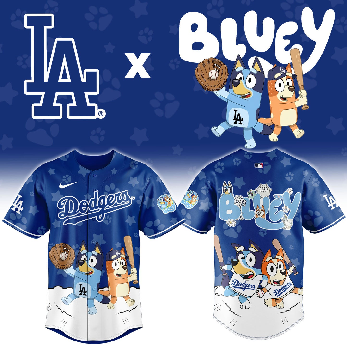LA.Dodgers Bluey Night Limited Baseball Jersey