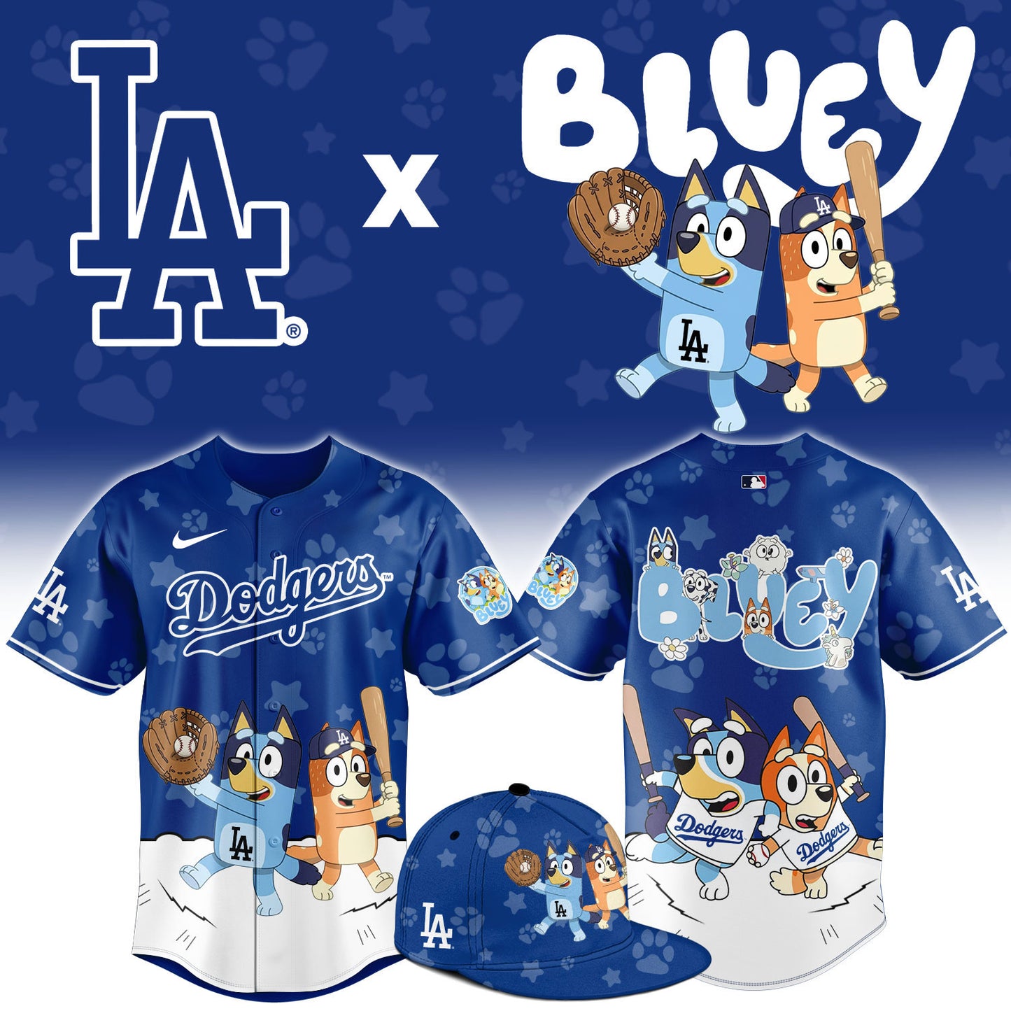 LA.Dodgers Bluey Night Limited Baseball Jersey