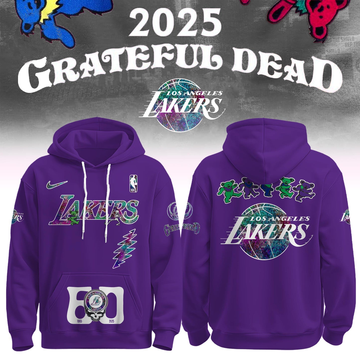 Los Angeles Lakers x Grateful Dead 60th Hoodie Editions Limited 1965 2025