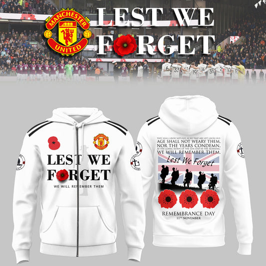 🌺 Manchester United FC 🌺 Lest We Forget 2025 Limited Edition Combo Zip Hoodie