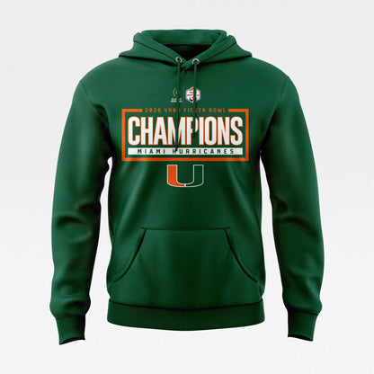 Miami Hurricanes College Football Playoff 2025 Fiesta Bowl Champions Combo Hoodie