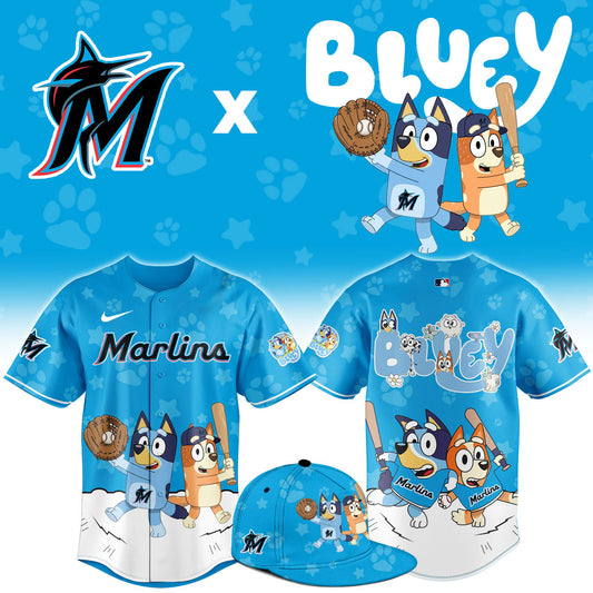 M.Marlins Bluey Night Limited Baseball Jersey