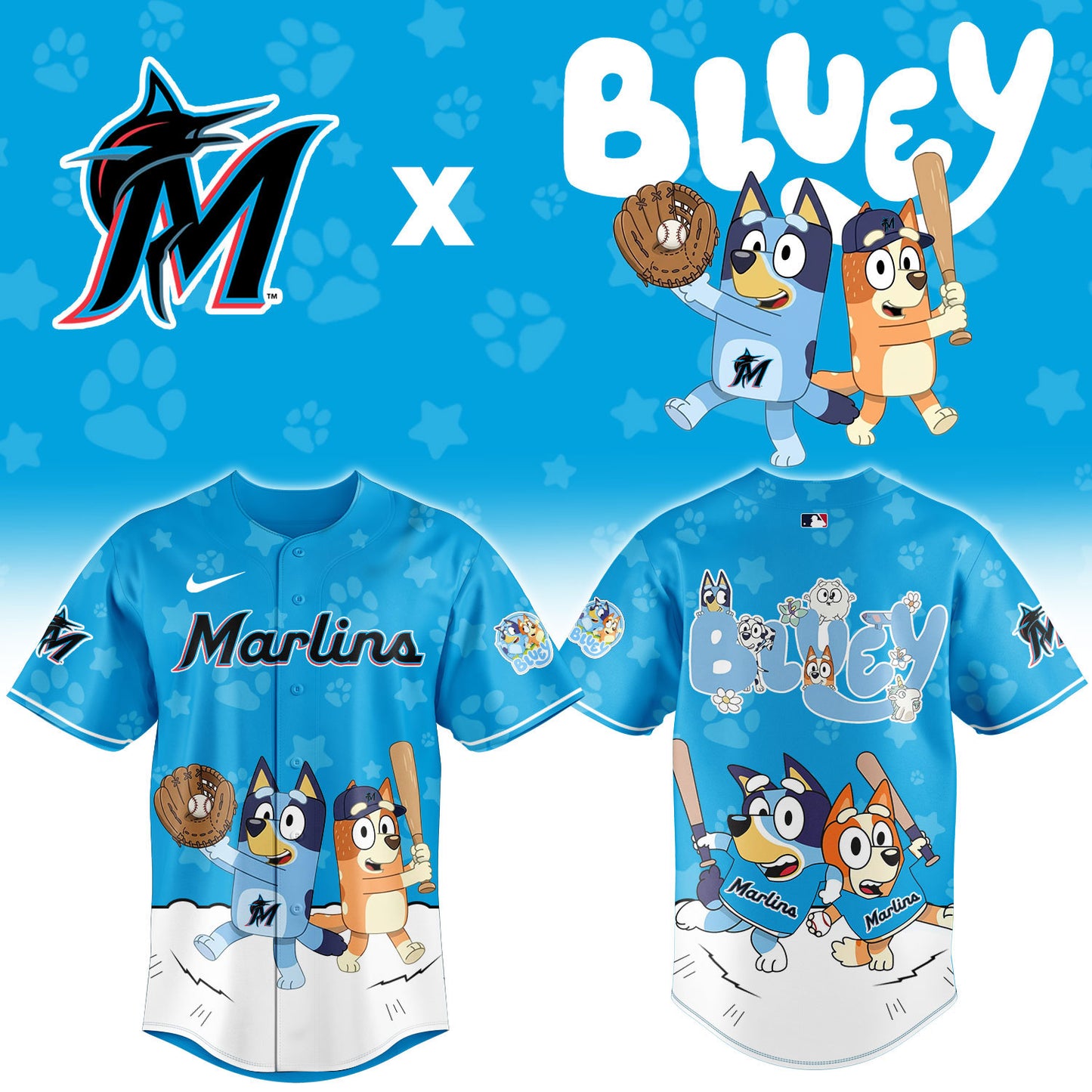 M.Marlins Bluey Night Limited Baseball Jersey