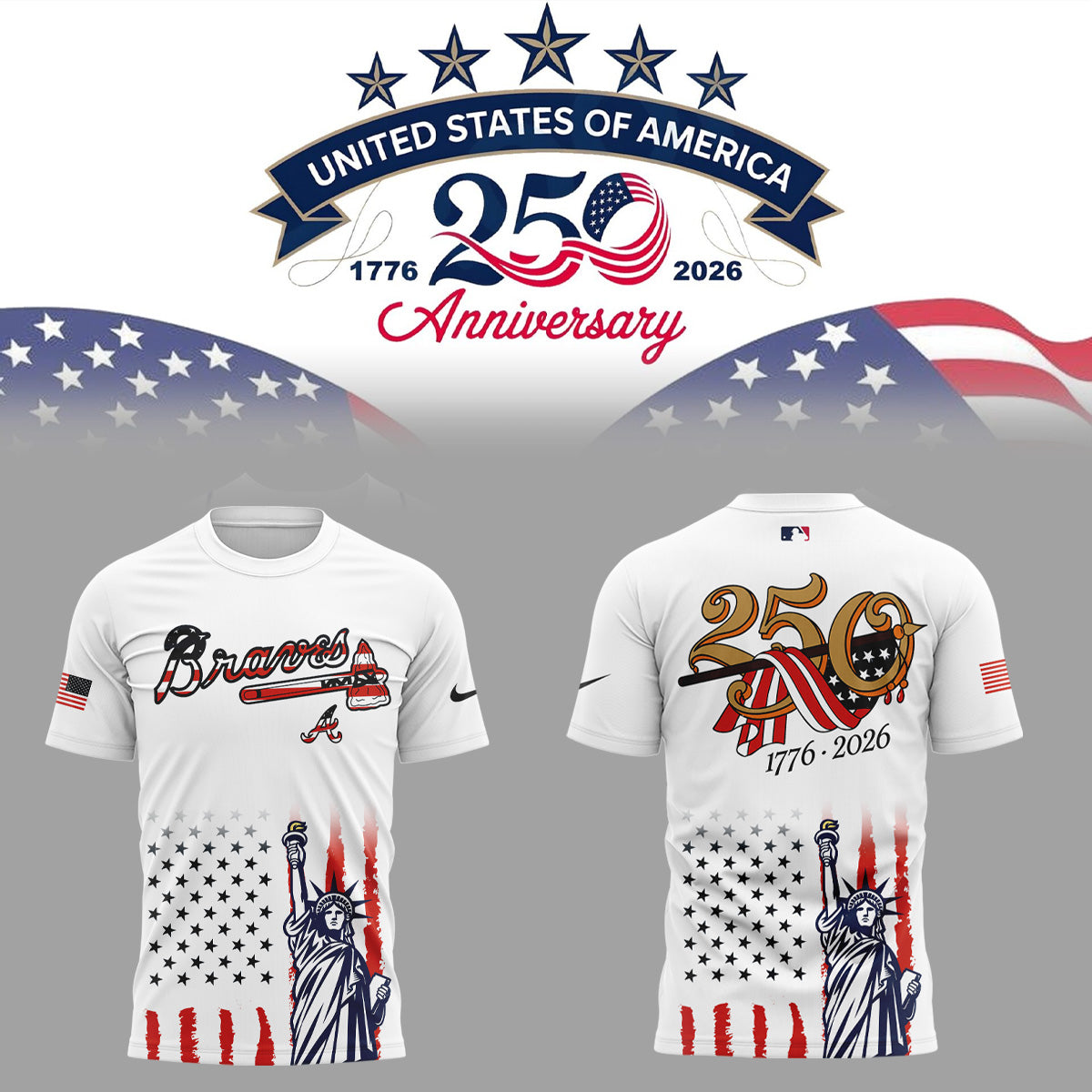 Atlanta Braves 2026 Celebrate America’s 250th Anniversary T-Shirt