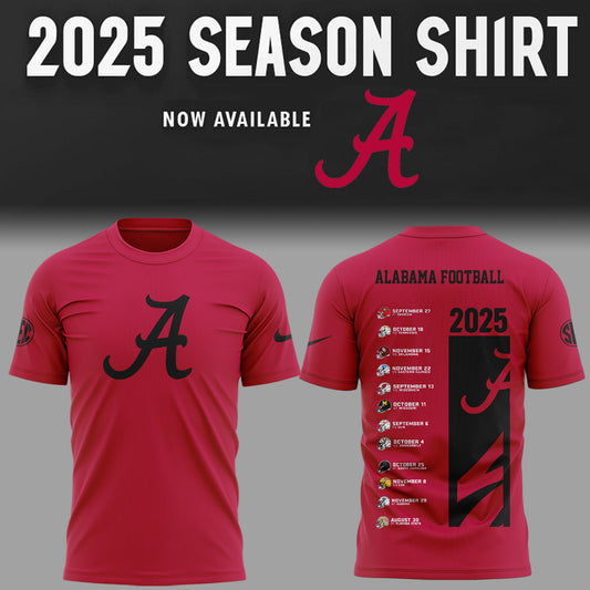 Limited Edition Alabama FB 2025 Schedule Black TShirt