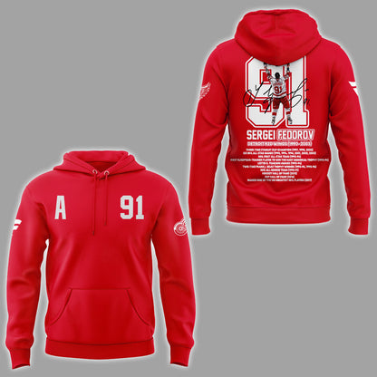 Limited Edition Red Wings Forever Sergei Fedorov 2025 Hoodie