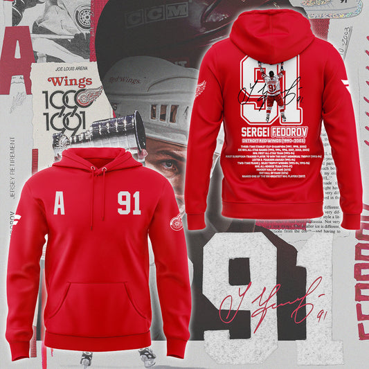 Limited Edition Red Wings Forever Sergei Fedorov 2025 Hoodie