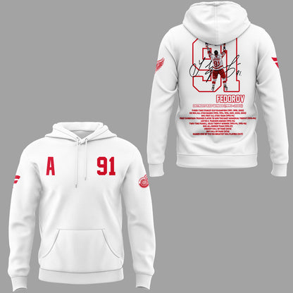 Limited Edition Red Wings Forever Sergei Fedorov 2025 Hoodie