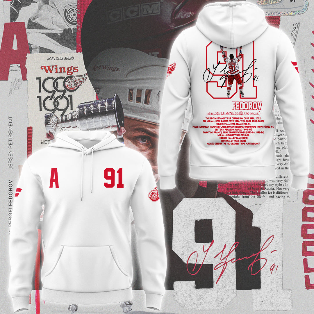 Limited Edition Red Wings Forever Sergei Fedorov 2025 Hoodie