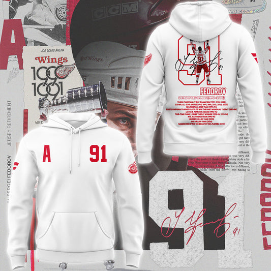 Limited Edition Red Wings Forever Sergei Fedorov 2025 Hoodie