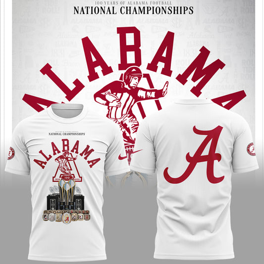 Limited Edition Alabama FB Celebrating 100 Years of National Championships TShirt