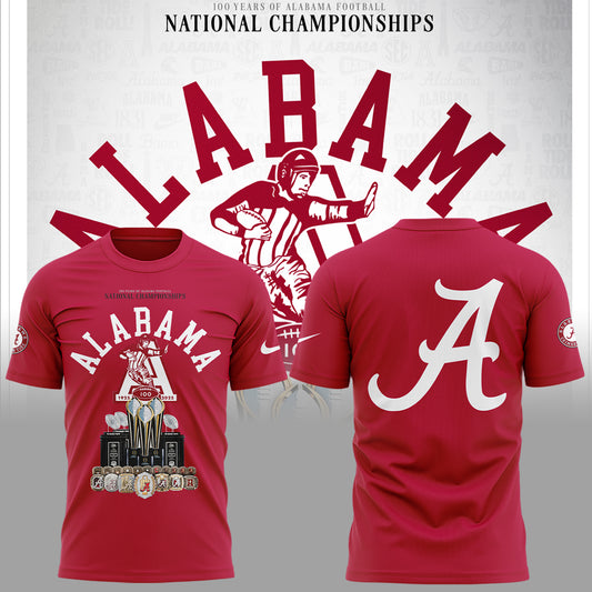 Limited Edition Alabama FB Celebrating 100 Years of National Championships TShirt