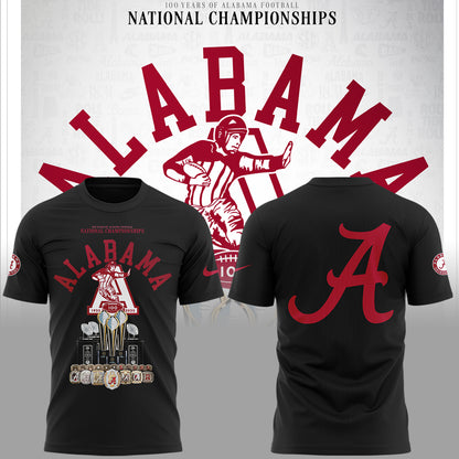Limited Edition Alabama FB Celebrating 100 Years of National Championships TShirt