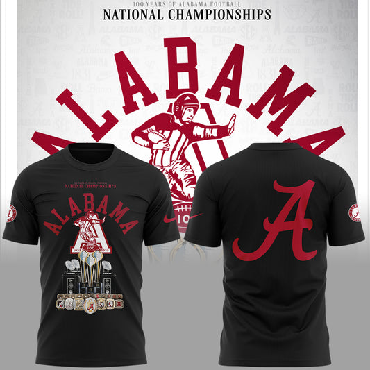 Limited Edition Alabama FB Celebrating 100 Years of National Championships TShirt