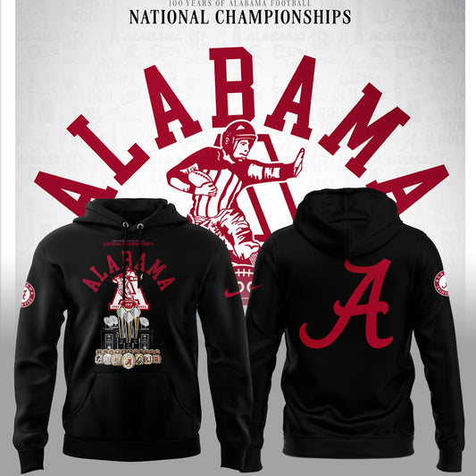 Limited Edition Alabama FB Celebrating 100 Years of National Championships Hoodie