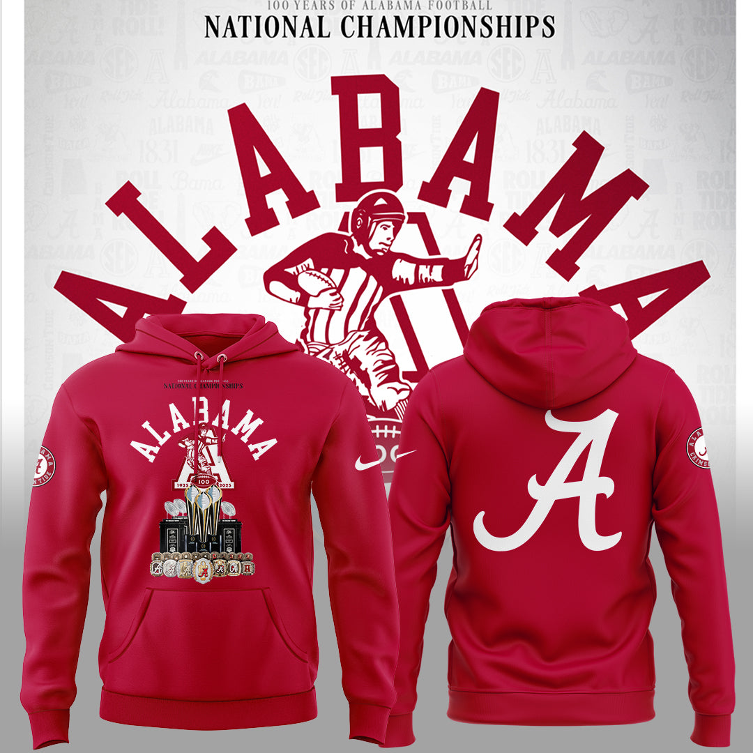 Limited Edition Alabama FB Celebrating 100 Years of National Championships Hoodie