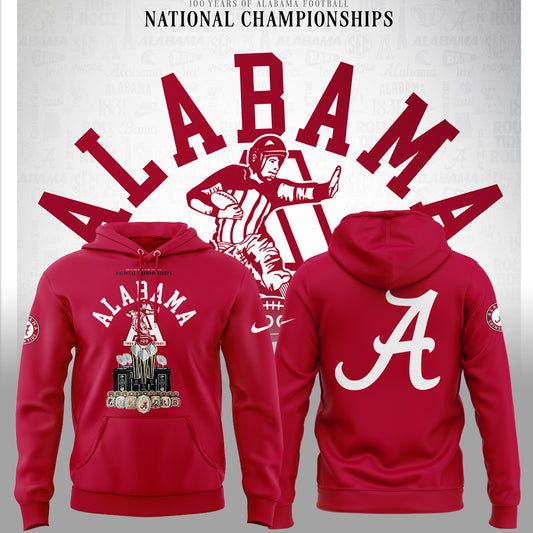 Limited Edition Alabama FB Celebrating 100 Years of National Championships Hoodie