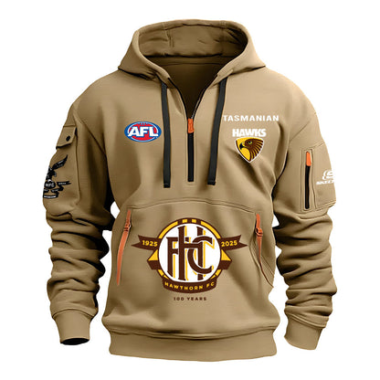 Limited Edition Hawthorn Football Club 100-year commemorative logo Half Zip Hoodie