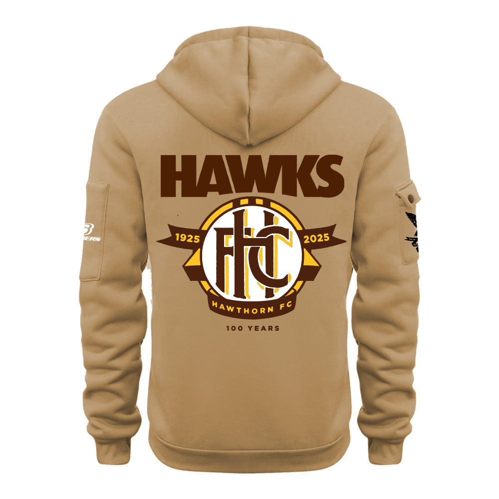 Limited Edition Hawthorn Football Club 100-year commemorative logo Half Zip Hoodie