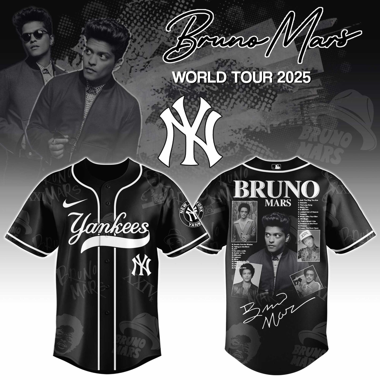 N Y Yankees x Bruno Mars at Park MGM 2025 Jersey Editions Limited +Selling Out Fast