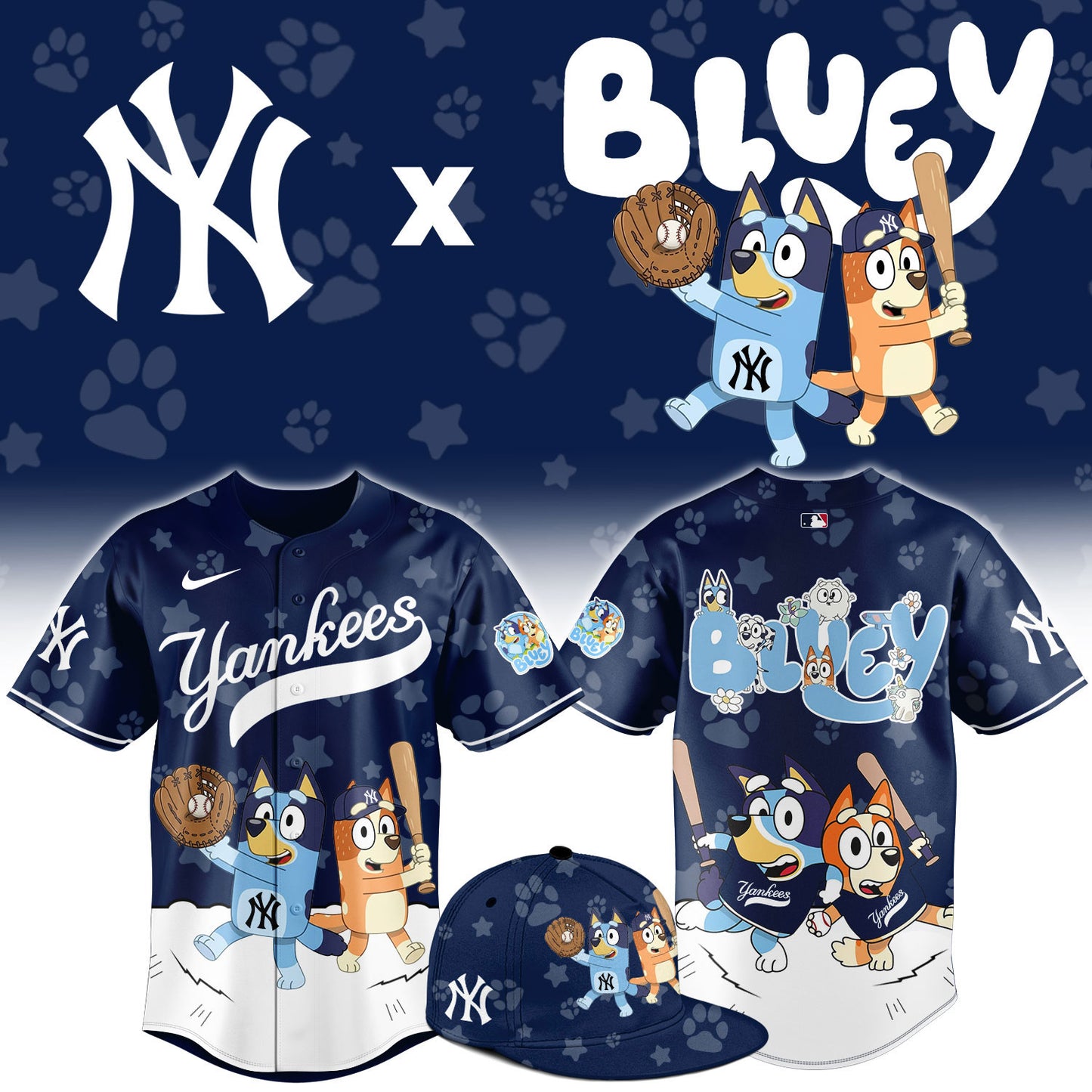 NY.Yankees Bluey Night Limited Baseball Jersey