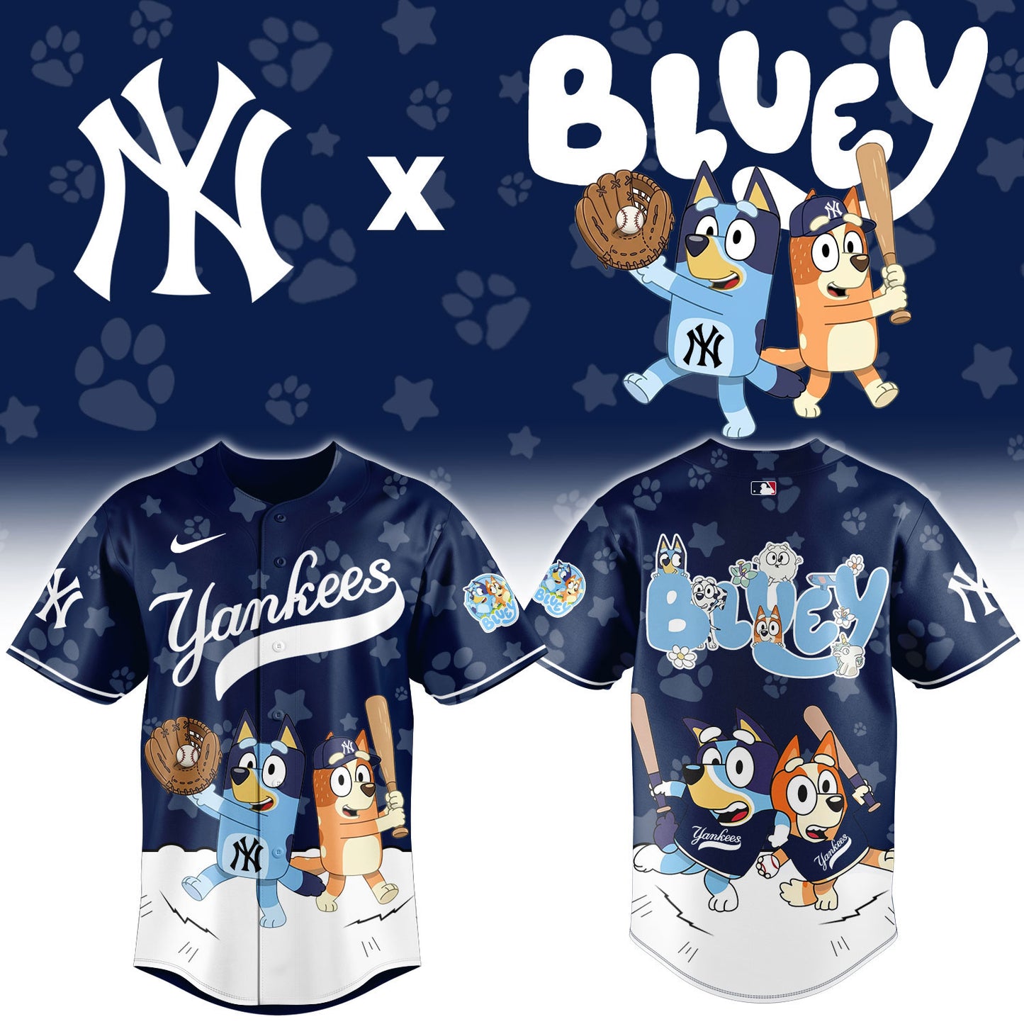 NY.Yankees Bluey Night Limited Baseball Jersey