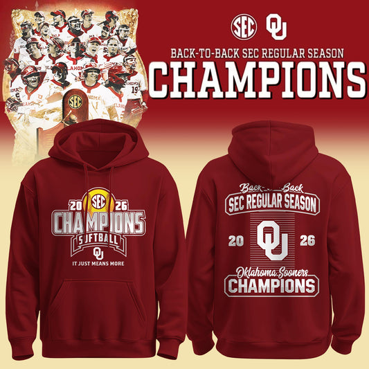 Oklahoma Softball 2026 SEC Regular Season Softball Champions Locker Room Hoodie