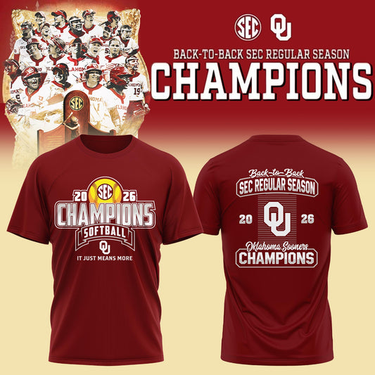 Oklahoma Softball 2026 SEC Regular Season Softball Champions Locker Room T-Shirt