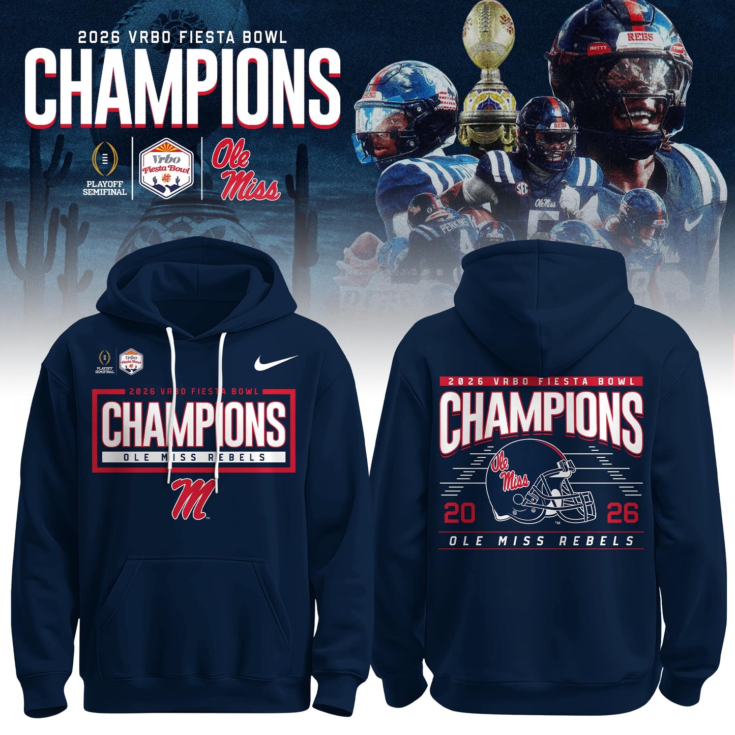 Ole Miss Rebels Special Fiesta Bowl Champions Limited Edition Combo Hoodie