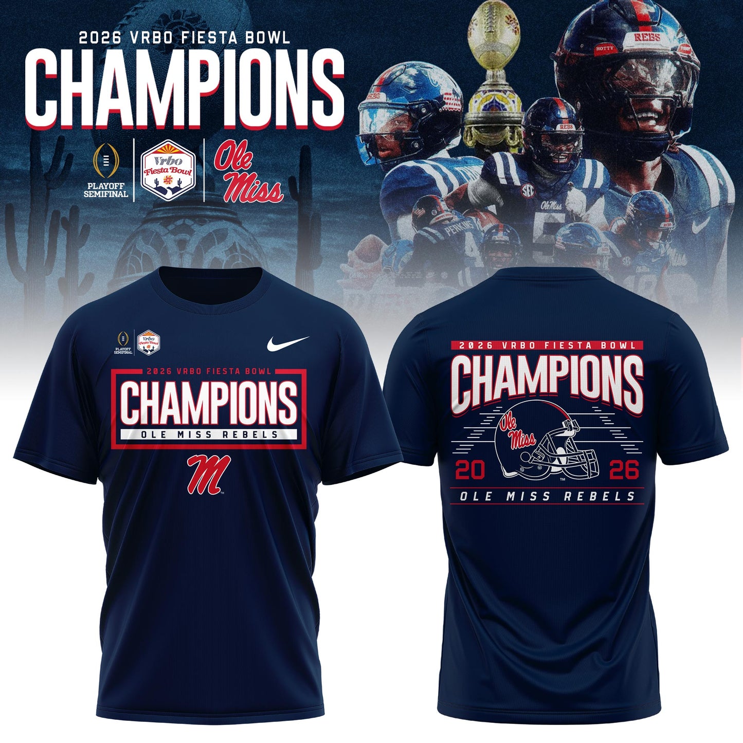 Ole Miss Rebels Special Fiesta Bowl Champions Limited Edition Combo T.shirt