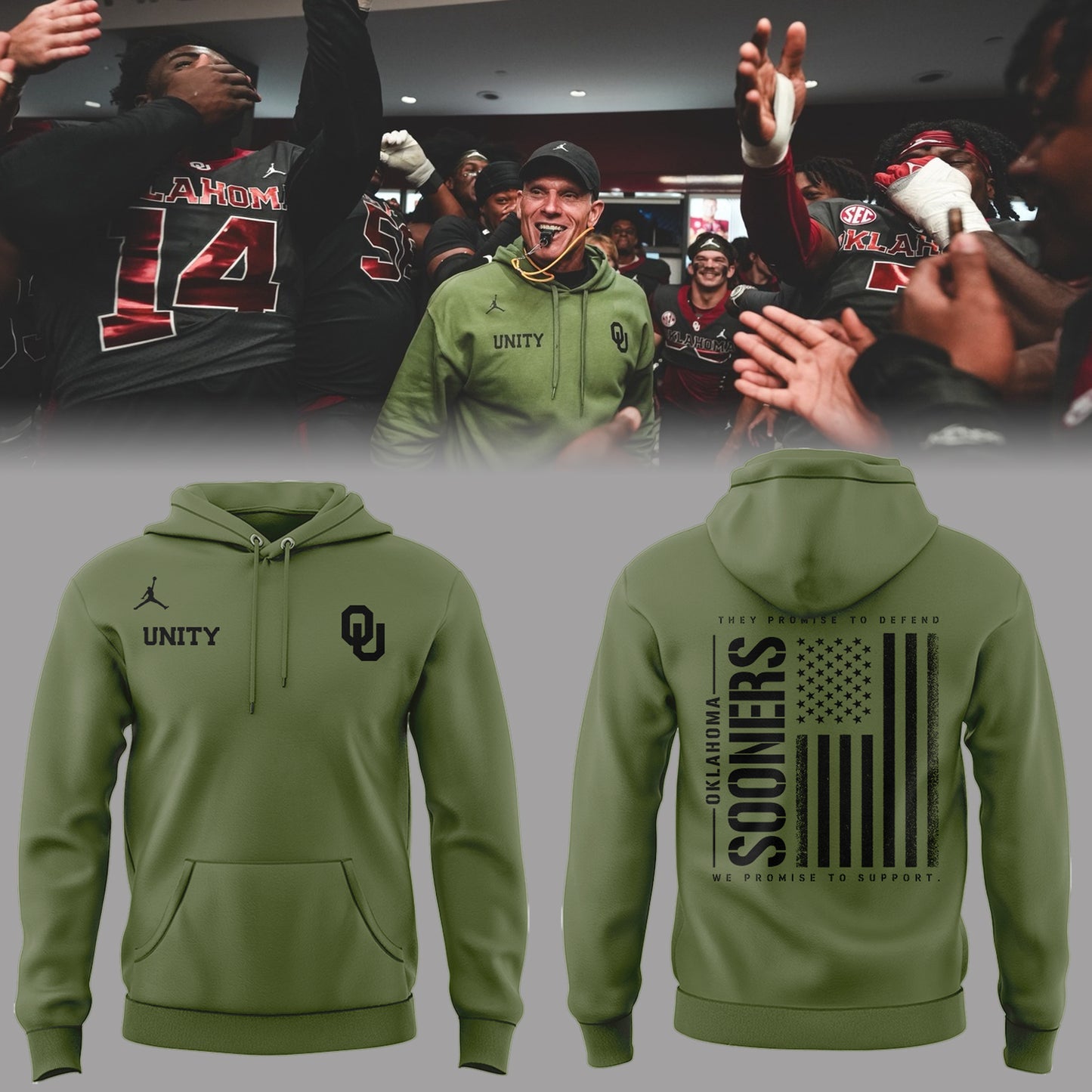 Men's Jordan Olive Oklahoma Football 2025 Salute To Service Hoodie