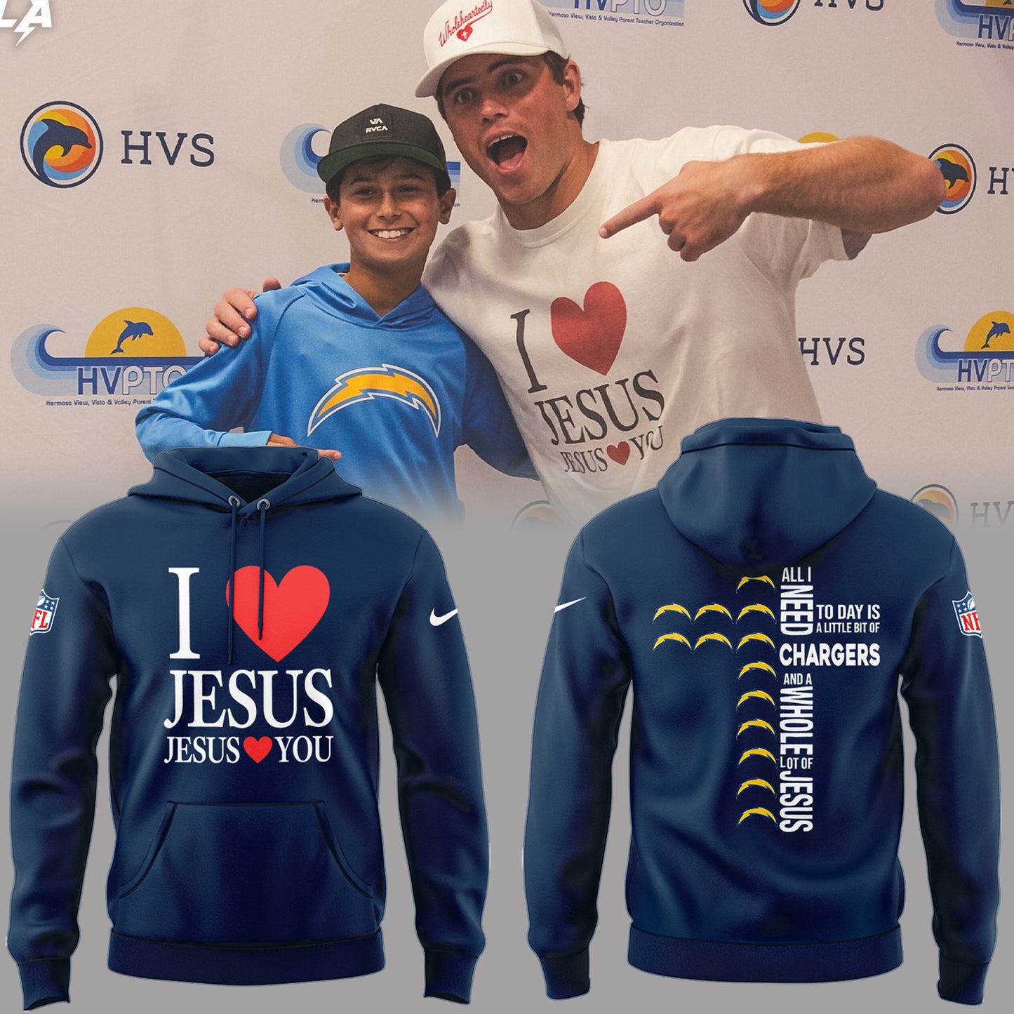 Los Angeles Chargers Limited Editon I Love Jesus Hoodie