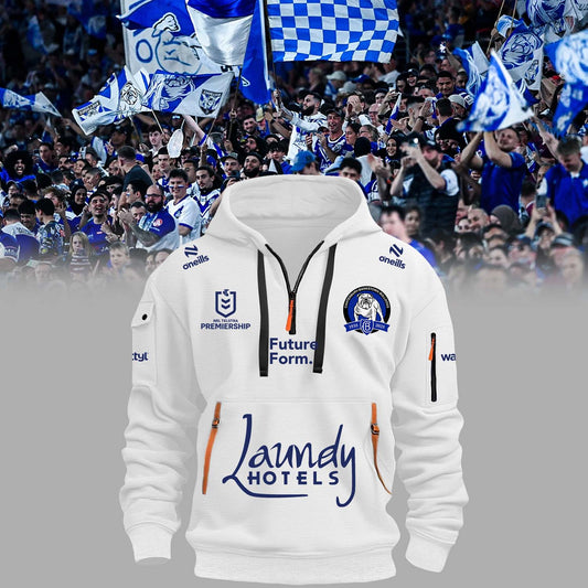 Limited Edition Canterbury Bankstown Bulldogs 90 Years Home White H115 Half Zip Hoodie