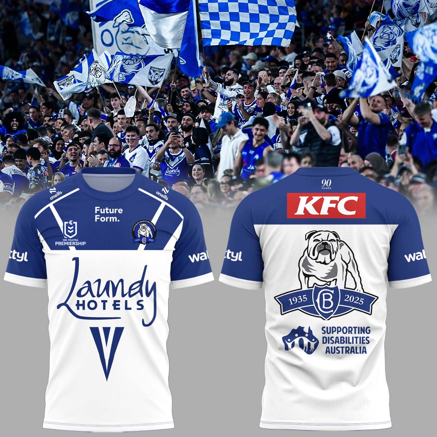 Limited Edition Canterbury Bankstown Bulldogs 90 Years Home Tshirt