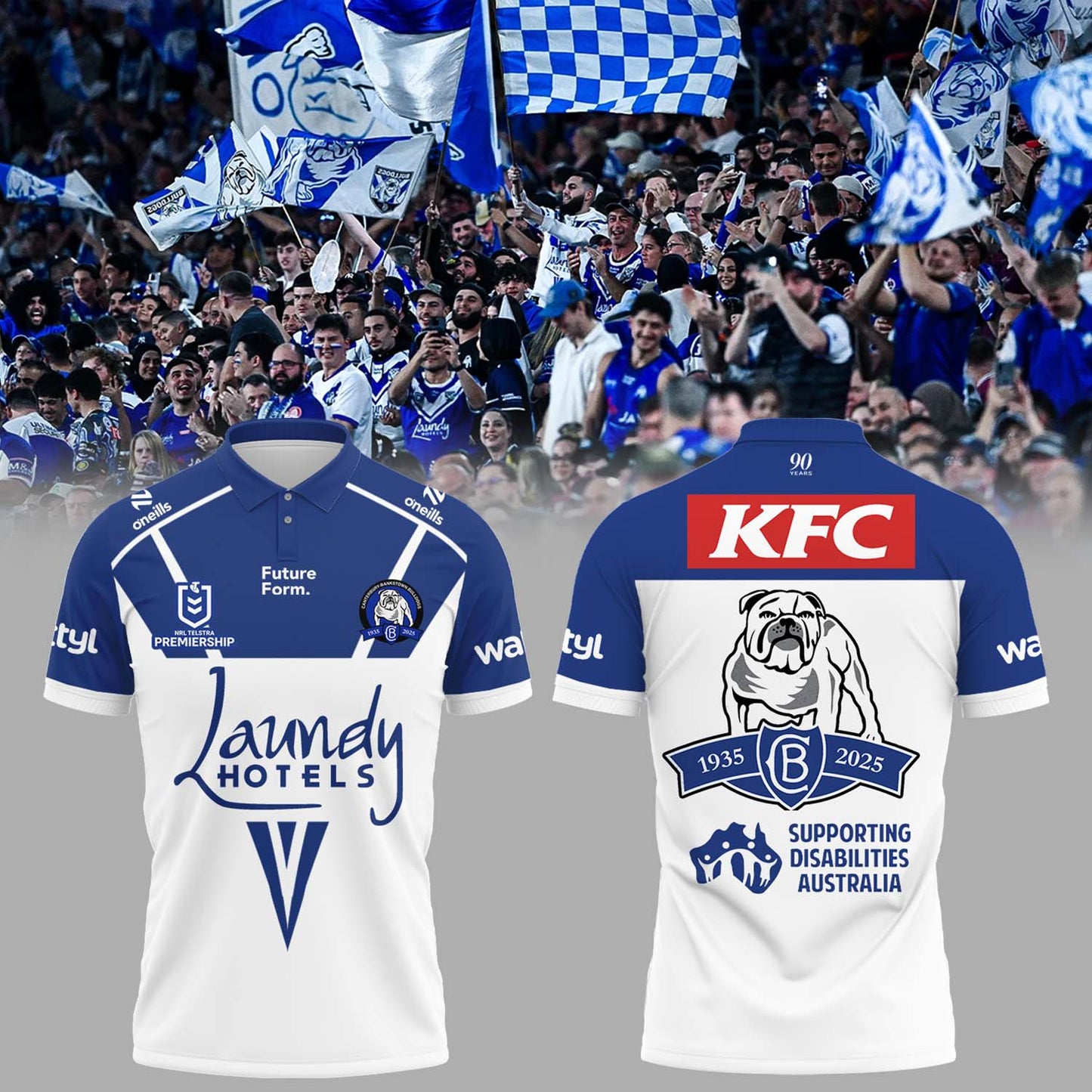 Limited Edition Canterbury Bankstown Bulldogs 90 Years Home Polo