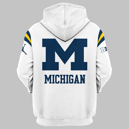 Limited Edition Michigan Printed Logo White Hoodie