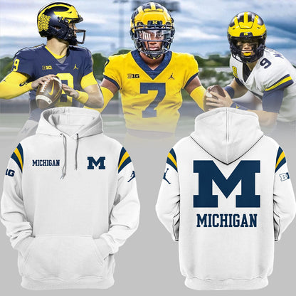 Limited Edition Michigan Printed Logo White Hoodie