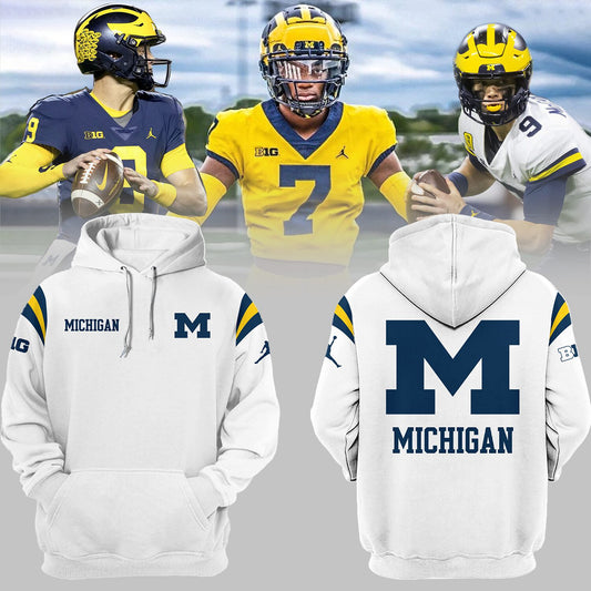 Limited Edition Michigan Printed Logo White Hoodie