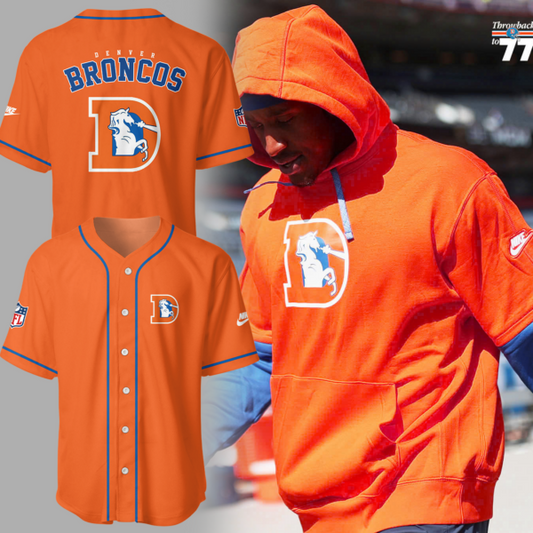 Denver Broncos NFL 2024 Nike Limited Throwback To 77 Orange Baseball Jersey