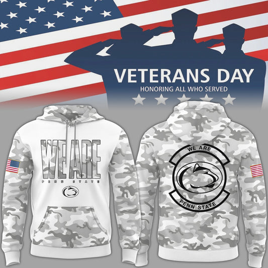 Penn State Nittany NCAA Big10 2024 Limited Veterans White Camo Hoodie